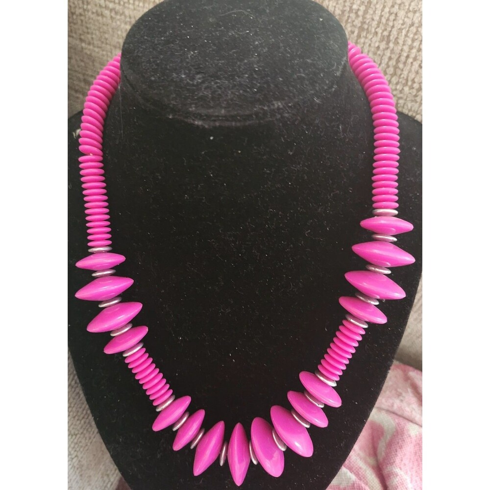 Lucite Disk DuskyMauve Pink Necklace 16" Smoke Free Home Darker Than Pics Show